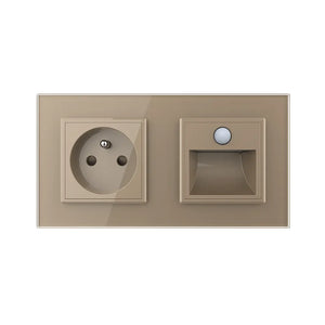 Gouden Livolo Franse wandcontactdoos met aardpen, wandverlichting en bewegingssensor
