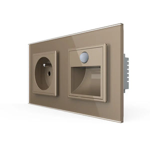 Livolo Frans stopcontact in goud met LED wandlamp, nachtsensor en bewegingsdetectie