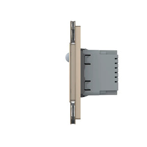 Gouden wandcontactdoos met aardpen en sensor van Livolo voor automatische gangverlichting