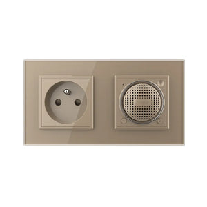 Gouden Livolo Bluetooth speaker met wandcontactdoos en aardpen voor wandinbouw