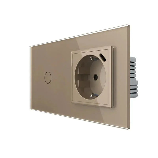 Livolo | Goud | 1+SR | Aan/Uit | Schakelaar met wandcontactdoos + USB-C Oplader Livolo Nederland B.V.