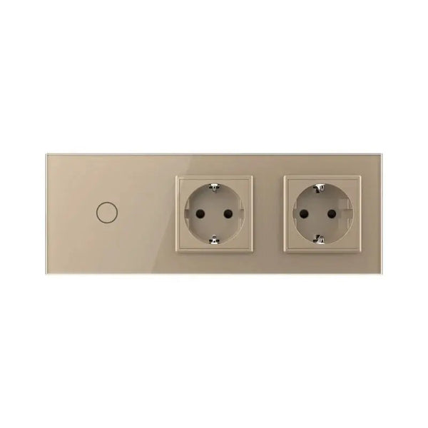 Livolo | Goud | 1+SR+SR | Aan/Uit | Schakelaar met dubbele wandcontactdoos Livolo Nederland B.V.