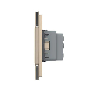 Livolo | Goud | 2+SR | Aan/Uit | Wisselschakelaar tweevoudig met wandcontactdoos Livolo Nederland B.V.