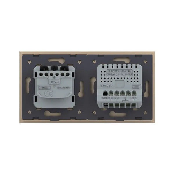 Livolo | Goud | 2+SR | Aan/Uit | Wisselschakelaar tweevoudig met wandcontactdoos Livolo Nederland B.V.