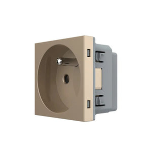 Gouden Franse wandcontactdoos met aardpen voor woning kantoor of project