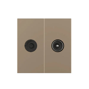 Gouden TV coax wandmodule met female en male aansluiting voor televisie en antenne