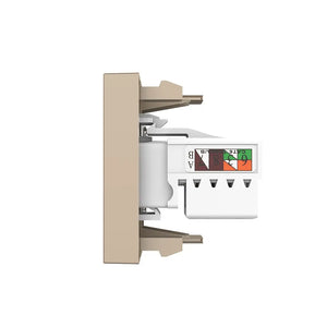 Gouden multimedia wandmodule met TV female en RJ45 Cat6 aansluiting voor woning of kantoor