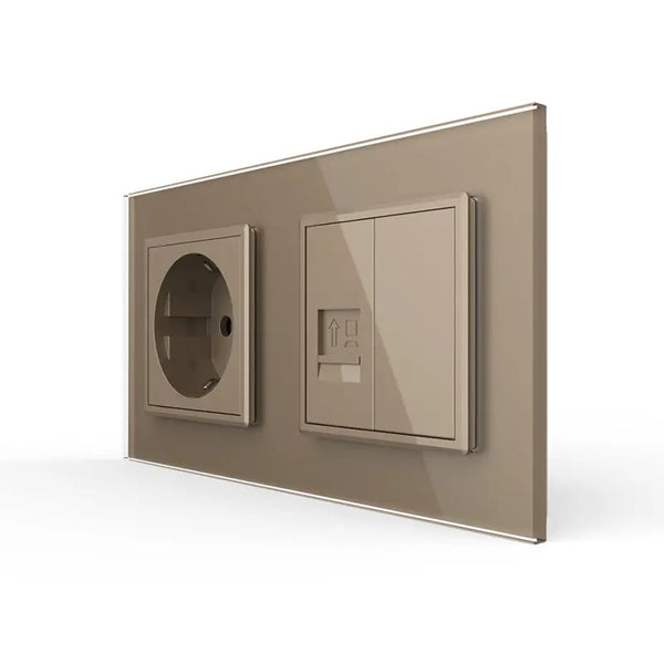 Livolo | Goud | SR+SR | Wandcontactdoos | Netwerk | Blindplaat Livolo Nederland B.V.