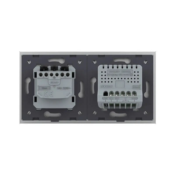 Livolo | Grijs | 2+SR | Aan/Uit | Wisselschakelaar tweevoudig met wandcontactdoos Livolo Nederland B.V.