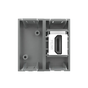 Grijze Livolo HDMI aansluiting met blindmodule voor strak geïntegreerd multimedia schakelmateriaal