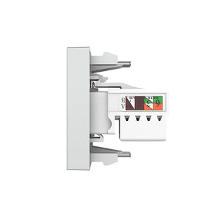 Grijze multimedia wandmodule met TV female en RJ45 Cat6 aansluiting voor woning of kantoor