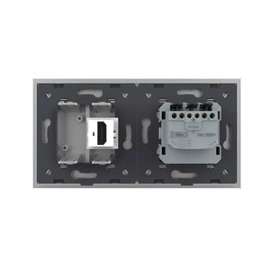Livolo | Grijs | SR+SR | Wandcontactdoos | HDMI aansluiting | Blindplaat Livolo Nederland B.V.