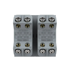 Witte mechanische kruismodule dubbel voor modulair schakelmateriaal in de wand