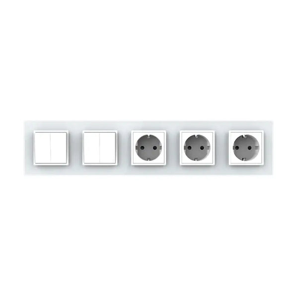 Livolo | Wit | 2+2+SR+SR+SR | Aan/Uit | Wipschakelaar met drie wandcontactdozen Livolo Nederland B.V.