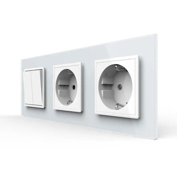 Livolo | Wit | 2+SR+SR | Puls | Wipschakelaar met dubbele wandcontactdoos Livolo Nederland B.V.