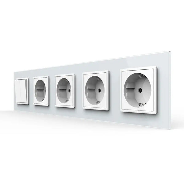 Livolo | Wit | 2+SR+SR+SR+SR | Aan/Uit | Wipschakelaar met vier wandcontactdozen Livolo Nederland B.V.