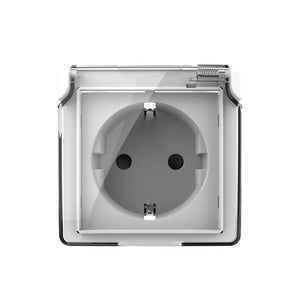 Wit IP44 stopcontact met klapdeksel voor badkamer keuken en vochtige ruimtes