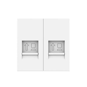 Witte dubbele RJ45 Cat6 netwerkaansluiting voor twee bekabelde ethernetverbindingen