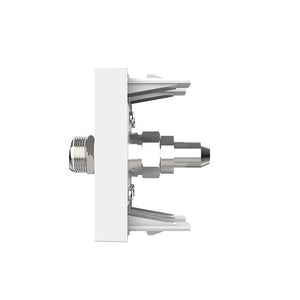 Witte antenne module met twee satelliet aansluitingen voor nette coaxbekabeling in de wand