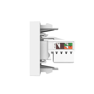 Witte multimedia wandmodule met TV female en RJ45 Cat6 aansluiting voor woning of kantoor