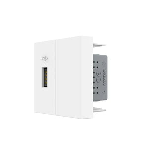 Witte USB wandaansluiting met afdekpositie voor geïntegreerd opladen in huis