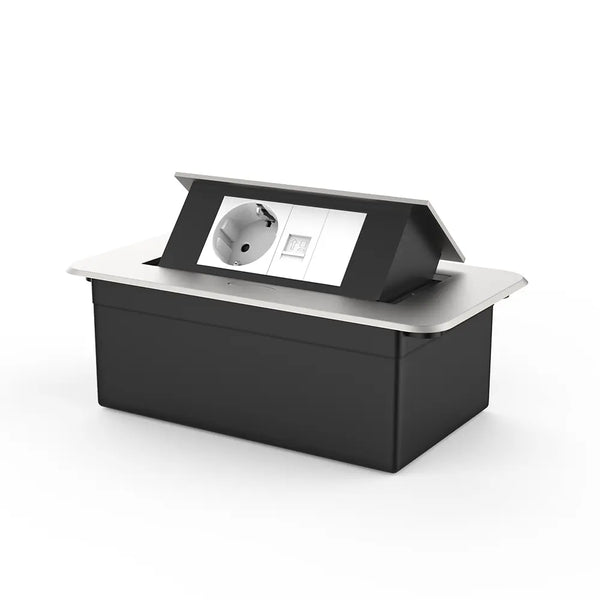 Livolo | Zilver | 2 | Pop-Up Stekkerdoos | Push | Inbouw | Wandcontactdoos + Netwerk cat.6 met Blindplaat - Wit Livolo Nederland B.V.