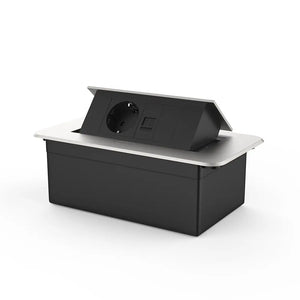 Livolo | Zilver | 2 | Pop-Up Stekkerdoos | Push | Inbouw | Wandcontactdoos + Netwerk cat.6 met Blindplaat - Zwart Livolo Nederland B.V.