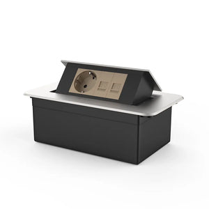 Livolo | Zilver | 2 | Pop-Up Stekkerdoos | Push | Inbouw | Wandcontactdoos + Netwerk cat.6 met Netwerk cat.6 - Goud Livolo Nederland B.V.
