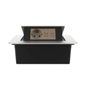 Livolo | Zilver | 2 | Pop-Up Stekkerdoos | Push | Inbouw | Wandcontactdoos + Netwerk cat.6 met Netwerk cat.6 - Goud Livolo Nederland B.V.