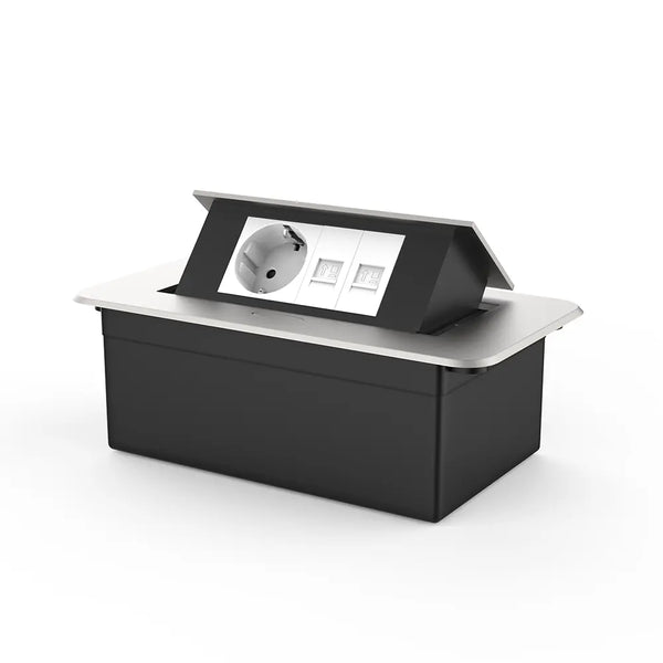 Livolo | Zilver | 2 | Pop-Up Stekkerdoos | Push | Inbouw | Wandcontactdoos + Netwerk cat.6 met Netwerk cat.6 - Wit Livolo Nederland B.V.