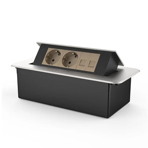 Livolo | Zilver | 3 | Pop-Up Stekkerdoos | Push | Inbouw | Dubbel Stopcontact + Dubbel Netwerk cat.6 - Goud Livolo Nederland B.V.