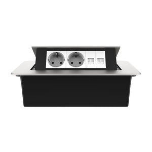 Livolo | Zilver | 3 | Pop-Up Stekkerdoos | Push | Inbouw | Dubbel Stopcontact + Dubbel Netwerk cat.6 - Wit Livolo Nederland B.V.