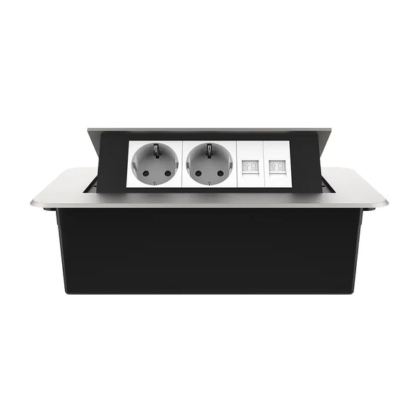 Livolo | Zilver | 3 | Pop-Up Stekkerdoos | Push | Inbouw | Dubbel Stopcontact + Dubbel Netwerk cat.6 - Wit Livolo Nederland B.V.