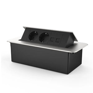 Livolo | Zilver | 3 | Pop-Up Stekkerdoos | Push | Inbouw | Dubbel Stopcontact + Dubbel Netwerk cat.6 - Zwart Livolo Nederland B.V.