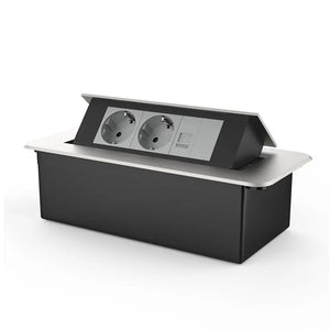 Livolo | Zilver | 3 | Pop-Up Stekkerdoos | Push | Inbouw | Dubbel Stopcontact + Netwerk cat.6 met Blindplaat - Grijs Livolo Nederland B.V.