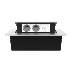 Livolo | Zilver | 3 | Pop-Up Stekkerdoos | Push | Inbouw | Dubbel Stopcontact + Netwerk cat.6 met Blindplaat - Wit Livolo Nederland B.V.