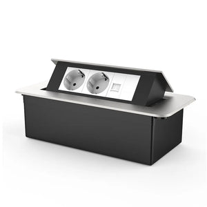 Livolo | Zilver | 3 | Pop-Up Stekkerdoos | Push | Inbouw | Dubbel Stopcontact + Netwerk cat.6 met Blindplaat - Wit Livolo Nederland B.V.