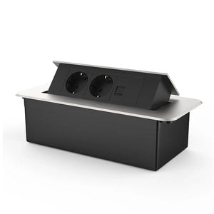 Livolo | Zilver | 3 | Pop-Up Stekkerdoos | Push | Inbouw | Dubbel Stopcontact + Netwerk cat.6 met Blindplaat - Zwart Livolo Nederland B.V.
