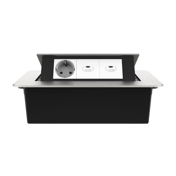 Livolo | Zilver | 3 | Pop-Up Stekkerdoos | Push | Inbouw | Stopcontacten + Dubbele USB-C Oplader - Wit Livolo Nederland B.V.