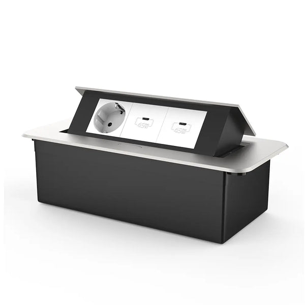 Livolo | Zilver | 3 | Pop-Up Stekkerdoos | Push | Inbouw | Stopcontacten + Dubbele USB-C Oplader - Wit Livolo Nederland B.V.