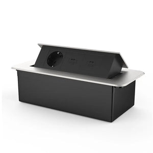 Livolo | Zilver | 3 | Pop-Up Stekkerdoos | Push | Inbouw | Stopcontacten + Dubbele USB-C Oplader - Zwart Livolo Nederland B.V.