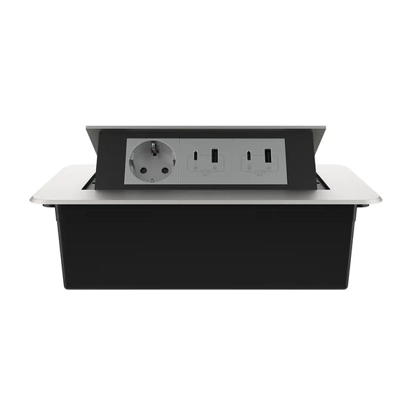 Livolo | Zilver | 3 | Pop-Up stekkerdoos | Push | Inbouw | Dubbele USB & USB-C + Stopcontact - Grijs Livolo Nederland B.V.