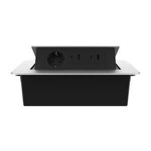 Livolo | Zilver | 3 | Pop-Up stekkerdoos | Push | Inbouw | Dubbele USB & USB-C + Stopcontact - Zwart Livolo Nederland B.V.