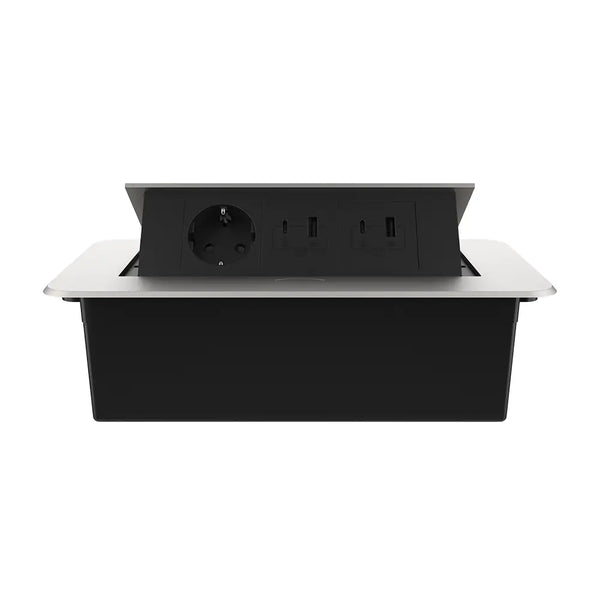 Livolo | Zilver | 3 | Pop-Up stekkerdoos | Push | Inbouw | Dubbele USB & USB-C + Stopcontact - Zwart Livolo Nederland B.V.