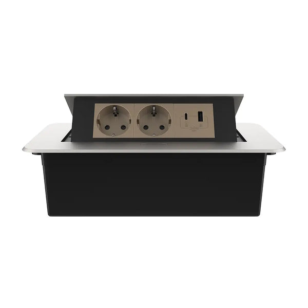 Livolo | Zilver | 3 | Pop-Up stekkerdoos | Push | Inbouw | USB & USB-C + Stopcontacten - Goud Livolo Nederland B.V.