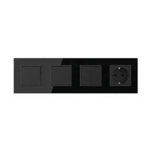 Livolo | Zwart | 1+2+2+SR | Aan/Uit | Wipschakelaar met wandcontactdoos Livolo Nederland B.V.