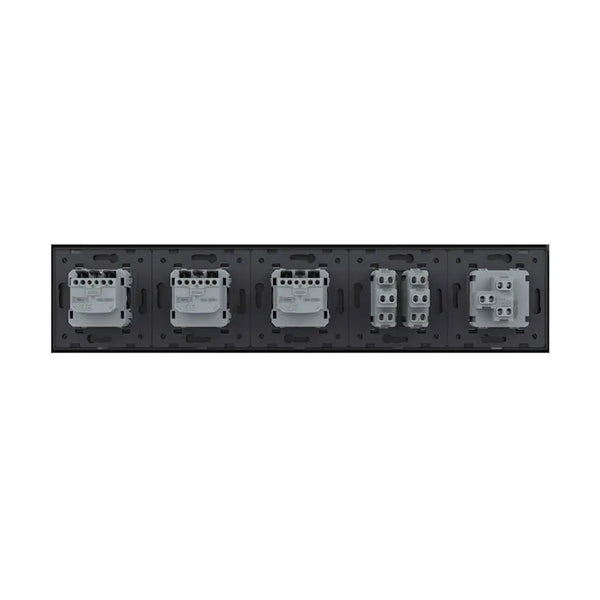 Livolo | Zwart | 1+2+SR+SR+SR | Aan/Uit | Wipschakelaar met drie wandcontactdozen Livolo Nederland B.V.