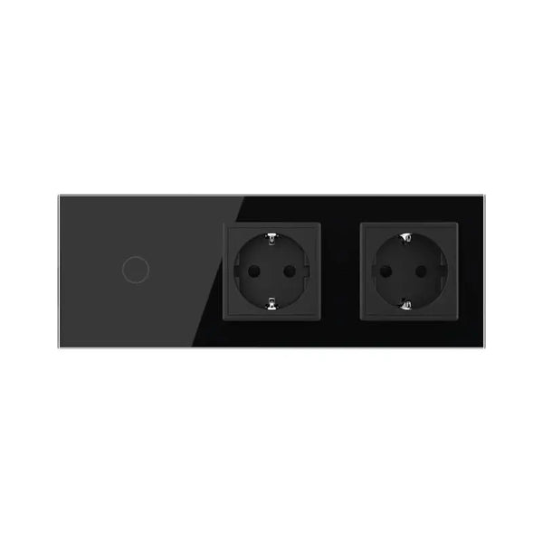 Livolo | Zwart | 1+SR+SR | Aan/Uit | Wisselschakelaar met dubbele wandcontactdoos Livolo Nederland B.V.