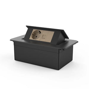 Livolo | Zwart | 2 | Pop-Up Stekkerdoos | Push | Inbouw | Wandcontactdoos + Netwerk cat.6 met Blindplaat - Goud Livolo Nederland B.V.