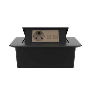 Livolo | Zwart | 2 | Pop-Up Stekkerdoos | Push | Inbouw | Wandcontactdoos + Netwerk cat.6 met Netwerk cat.6 - Goud Livolo Nederland B.V.